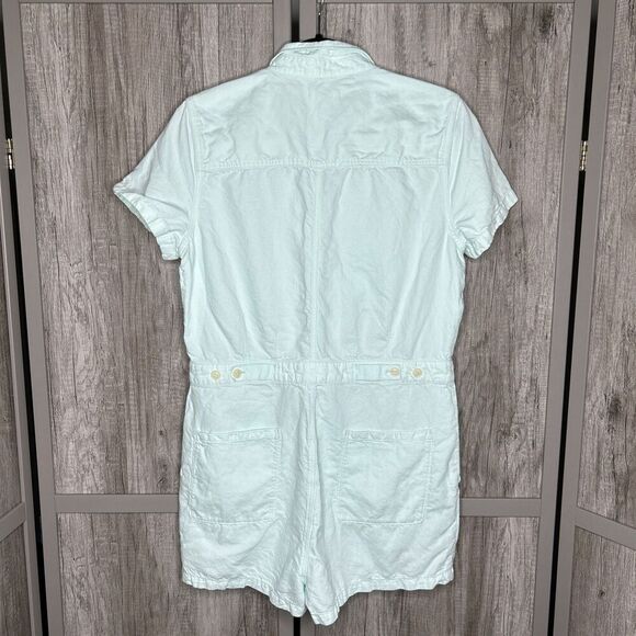 Outerknown Romper Shortall Organic Cotton Linen Short Sleeves Green Sz M - Picture 6 of 7